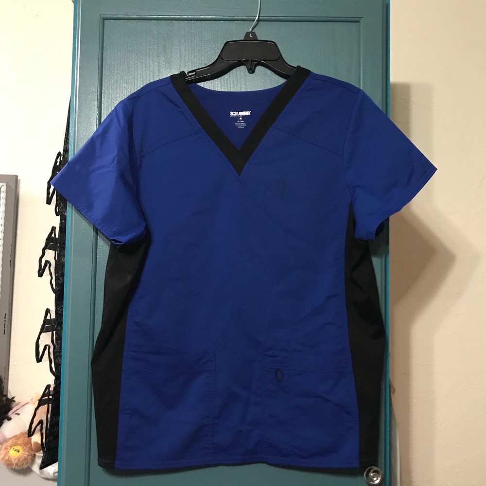 Blue & Black Scrub Top XL
